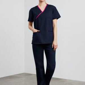 Ladies Contrast Crossover Scrubs Top Thumbnail