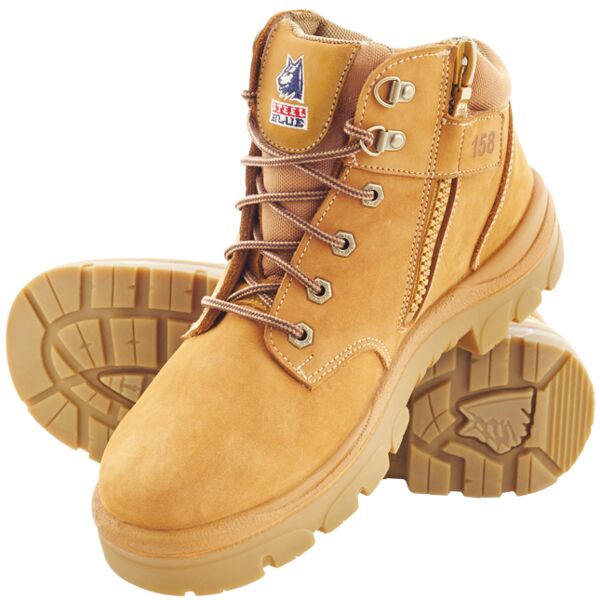 STEEL BLUE PARKES ZIP SIDE LACE UP STEEL CAP TPU SOLE BOOTS (NON SCUFF) WHEAT Thumbnail
